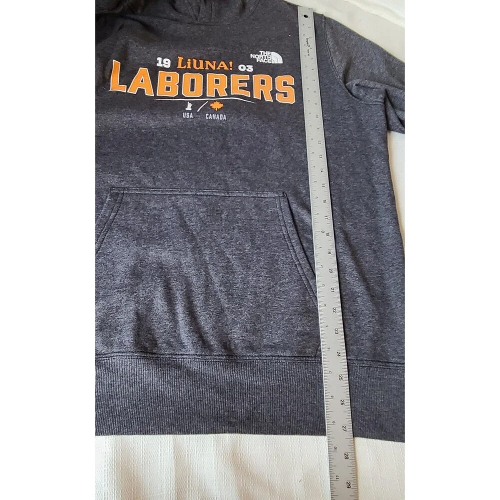 The North Face Hoodie Mens Large Gray Pullover LIUNA Laborers Graphic Sweatshirt
